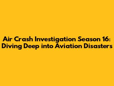 Air Crash Investigation Season 16: Diving Deep into Aviation Disasters