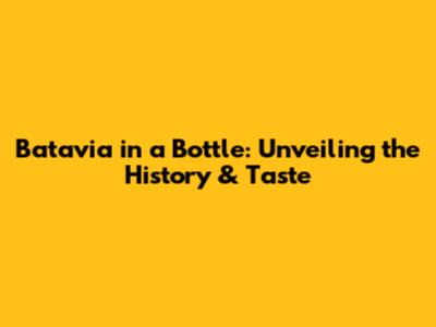 Batavia in a Bottle: Unveiling the History & Taste