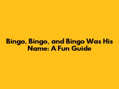 Bingo, Bingo, and Bingo Was His Name: A Fun Guide