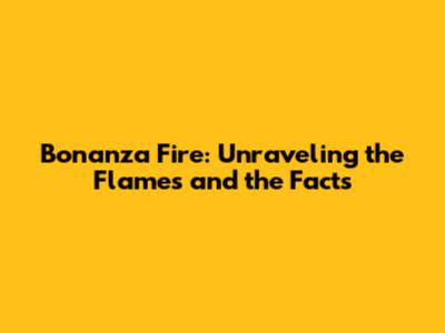Bonanza Fire: Unraveling the Flames and the Facts