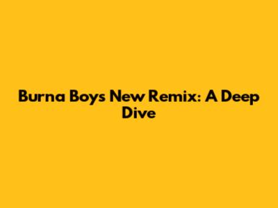 Burna Boy's New Remix: A Deep Dive
