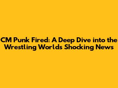 CM Punk Fired: A Deep Dive into the Wrestling World's Shocking News