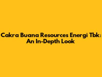 Cakra Buana Resources Energi Tbk: An In-Depth Look