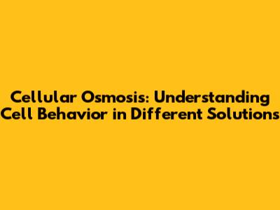 Cellular Osmosis: Understanding Cell Behavior in Different Solutions