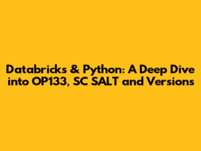 Databricks & Python: A Deep Dive into OP133, SC SALT and Versions