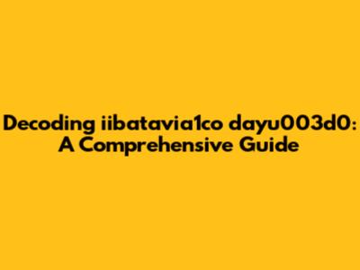 Decoding iibatavia1co dayu003d0: A Comprehensive Guide