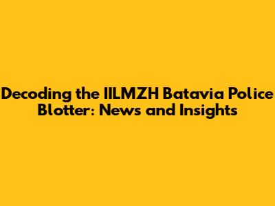 Decoding the IILMZH Batavia Police Blotter: News and Insights