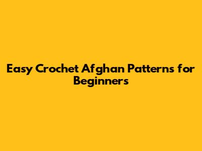 Easy Crochet Afghan Patterns for Beginners