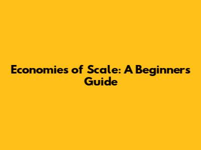 Economies of Scale: A Beginner's Guide