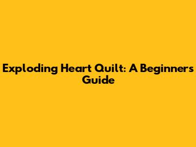 Exploding Heart Quilt: A Beginner's Guide