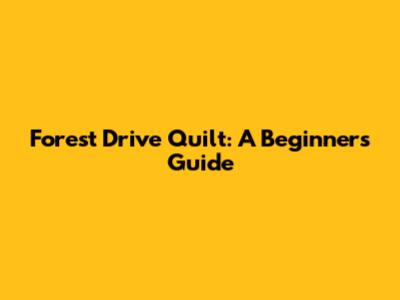 Forest Drive Quilt: A Beginner's Guide