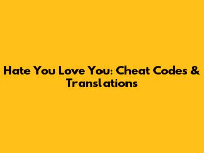 Hate You Love You: Cheat Codes & Translations