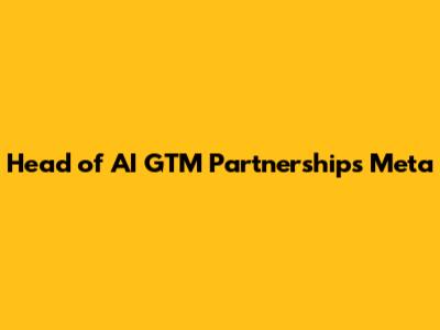 Head of AI GTM Partnerships Meta