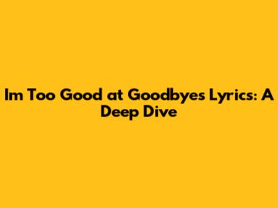 I'm Too Good at Goodbyes Lyrics: A Deep Dive