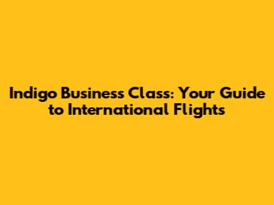 Indigo Business Class: Your Guide to International Flights