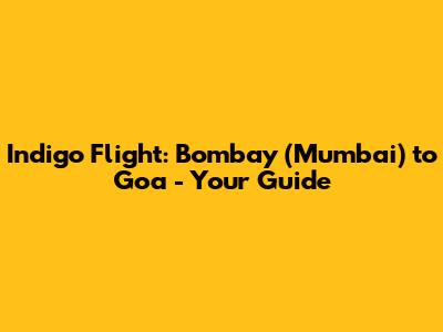 Indigo Flight: Bombay (Mumbai) to Goa - Your Guide