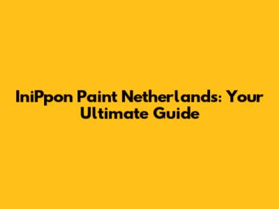 IniPpon Paint Netherlands: Your Ultimate Guide