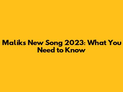 Malik's New Song 2023: What You Need to Know