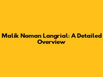 Malik Noman Langrial: A Detailed Overview