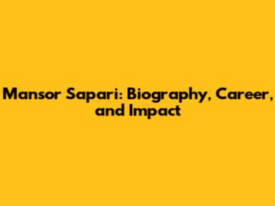 Mansor Sapari: Biography, Career, and Impact