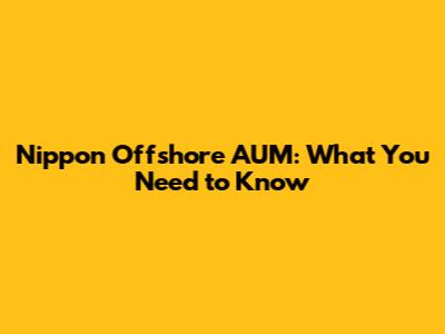 Nippon Offshore AUM: What You Need to Know