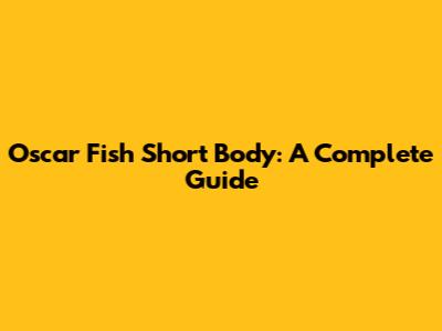 Oscar Fish Short Body: A Complete Guide