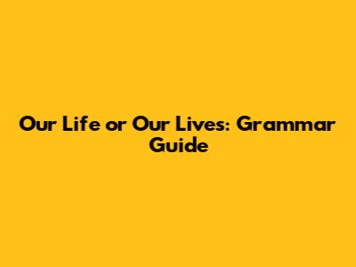 Our Life or Our Lives: Grammar Guide