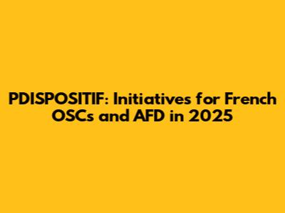 PDISPOSITIF: Initiatives for French OSCs and AFD in 2025
