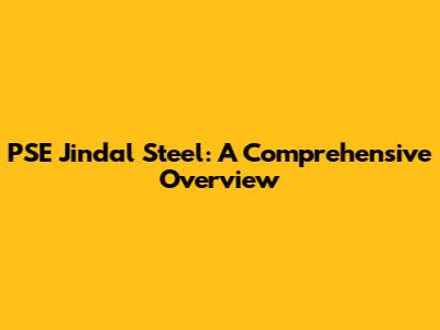PSE Jindal Steel: A Comprehensive Overview