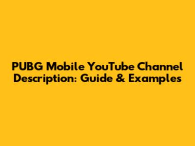 PUBG Mobile YouTube Channel Description: Guide & Examples