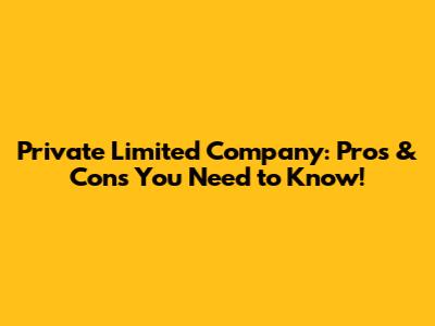 Private Limited Company: Pros & Cons You Need to Know!
