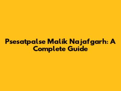 Psesatpalse Malik Najafgarh: A Complete Guide