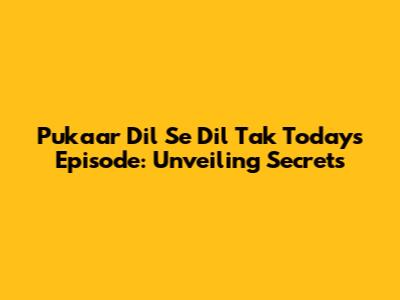 Pukaar Dil Se Dil Tak Today's Episode: Unveiling Secrets