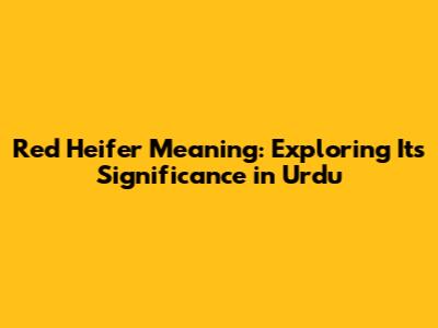 Red Heifer Meaning: Exploring Its Significance in Urdu