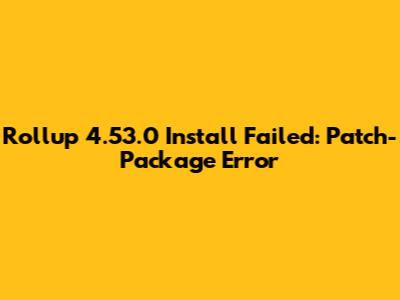 Rollup 4.53.0 Install Failed: Patch-Package Error