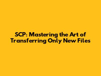 SCP: Mastering the Art of Transferring Only New Files