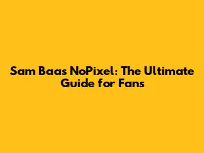 Sam Baas NoPixel: The Ultimate Guide for Fans