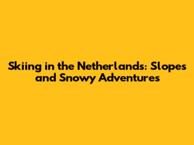 Skiing in the Netherlands: Slopes and Snowy Adventures