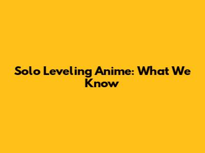 Solo Leveling Anime: What We Know