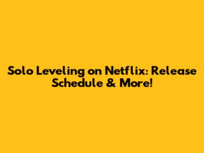 Solo Leveling on Netflix: Release Schedule & More!