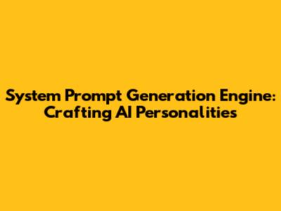 System Prompt Generation Engine: Crafting AI Personalities