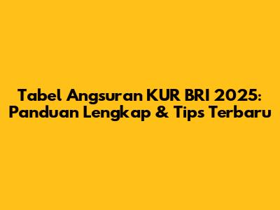Tabel Angsuran KUR BRI 2025: Panduan Lengkap & Tips Terbaru