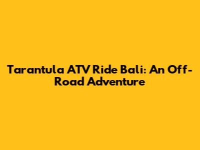 Tarantula ATV Ride Bali: An Off-Road Adventure