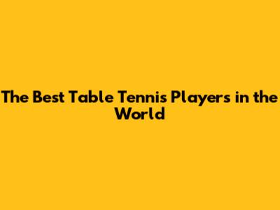 The Best Table Tennis Players in the World