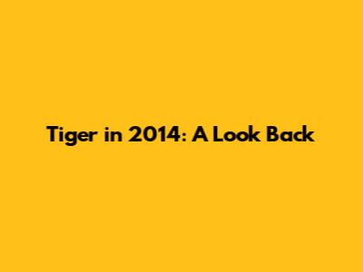 Tiger in 2014: A Look Back