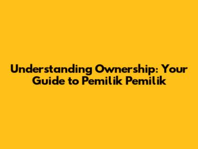 Understanding Ownership: Your Guide to Pemilik Pemilik