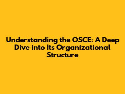Understanding the OSCE: A Deep Dive into Its Organizational Structure