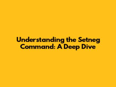 Understanding the Setneg Command: A Deep Dive