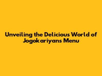 Unveiling the Delicious World of Jogokariyan's Menu