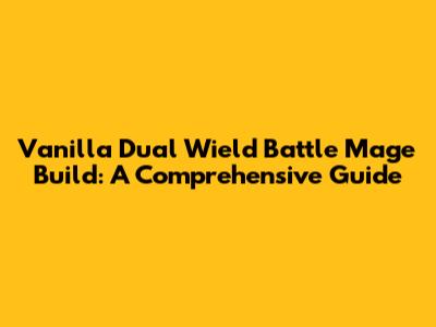 Vanilla Dual Wield Battle Mage Build: A Comprehensive Guide